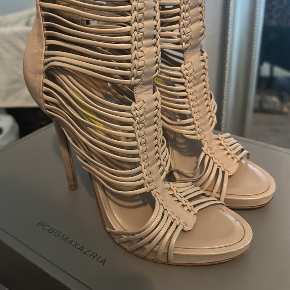 BCBGMaxAzria ELISTA Natural Tall Strappy Heels